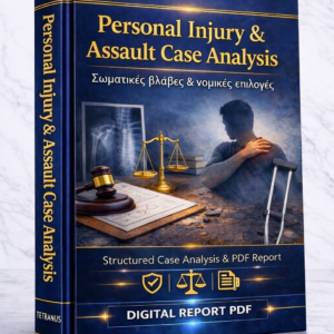 Ανάλυση Σωματικών Βλαβών & Επίθεσης βάσει της Δικής σας Περίπτωσης (Personal Injury & Assault Case Analysis – PDF Report)