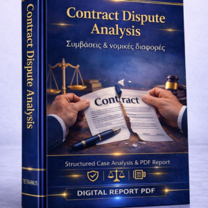 Ανάλυση Συμβατικών Διαφορών βάσει της Δικής σας Περίπτωσης (Contract Dispute Analysis – PDF Report)
