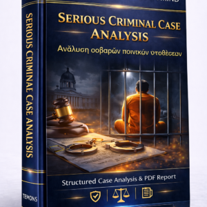 Ανάλυση Σοβαρών Ποινικών Υποθέσεων βάσει της Δικής σας Περίπτωσης (Serious Criminal Case Analysis – PDF Report)